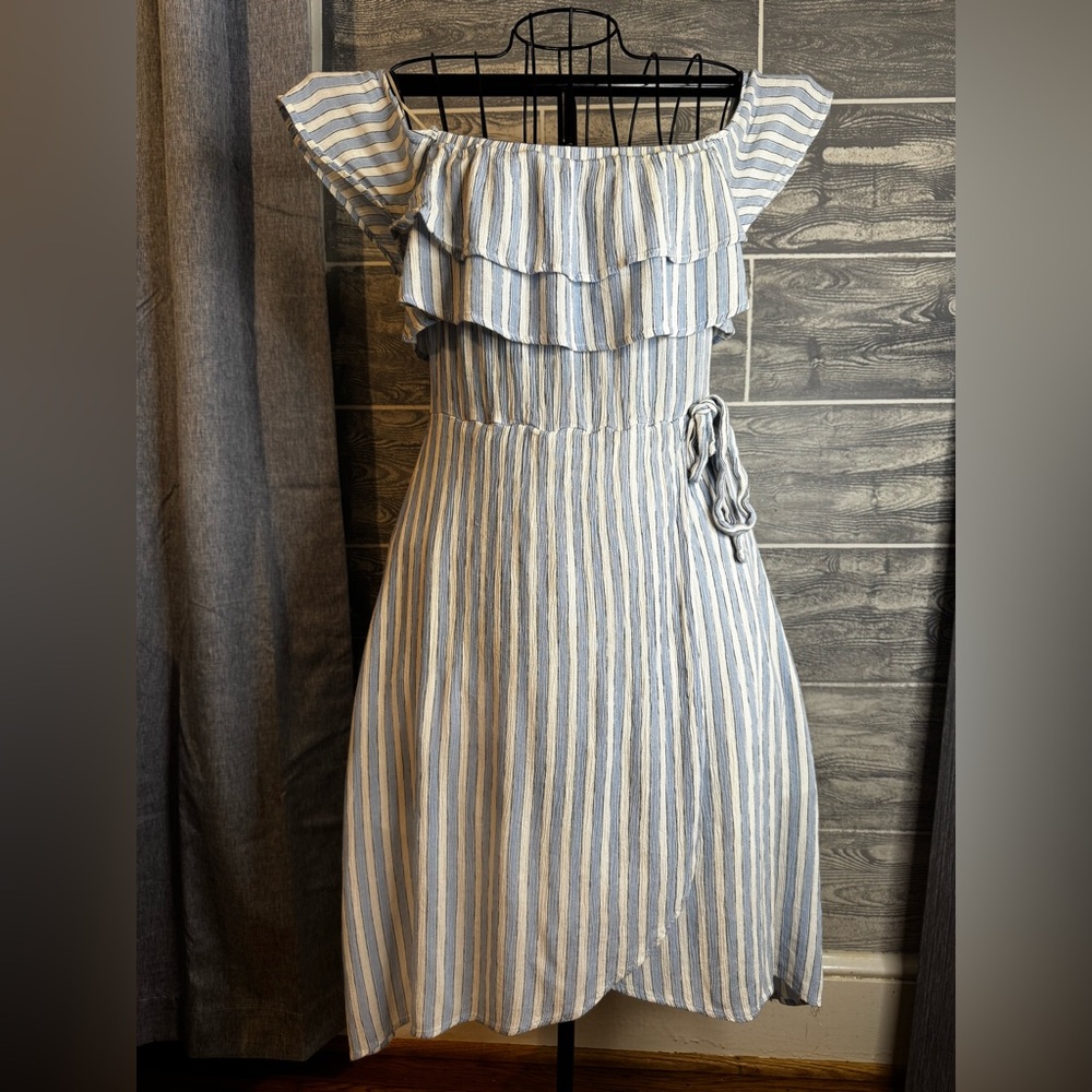 Cotton On Blue and White Striped Midi Dress